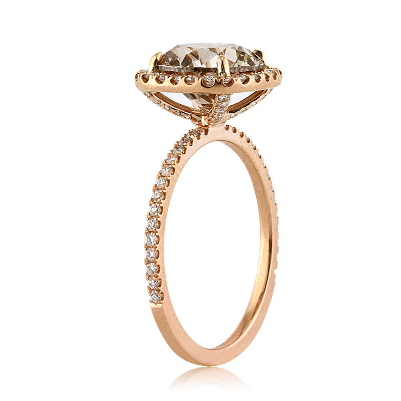 3.61ct Fancy Orange Brown Antique European Round Cut Diamond Engagement Ring