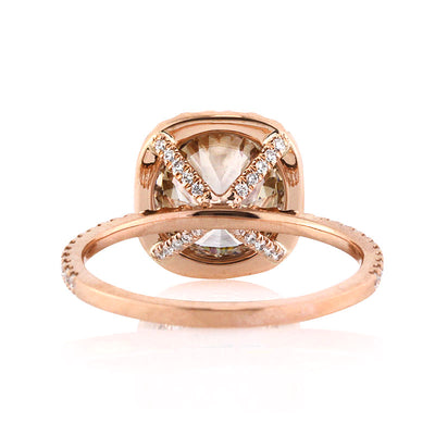 3.61ct Fancy Orange Brown Antique European Round Cut Diamond Engagement Ring