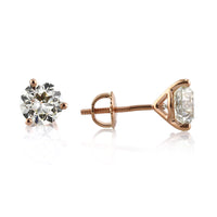 3.41ct Antique European Cut Diamond Stud Earrings