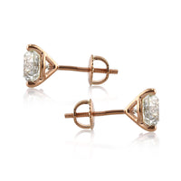 3.41ct Antique European Cut Diamond Stud Earrings