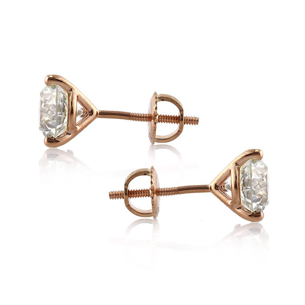 3.41ct Antique European Cut Diamond Stud Earrings