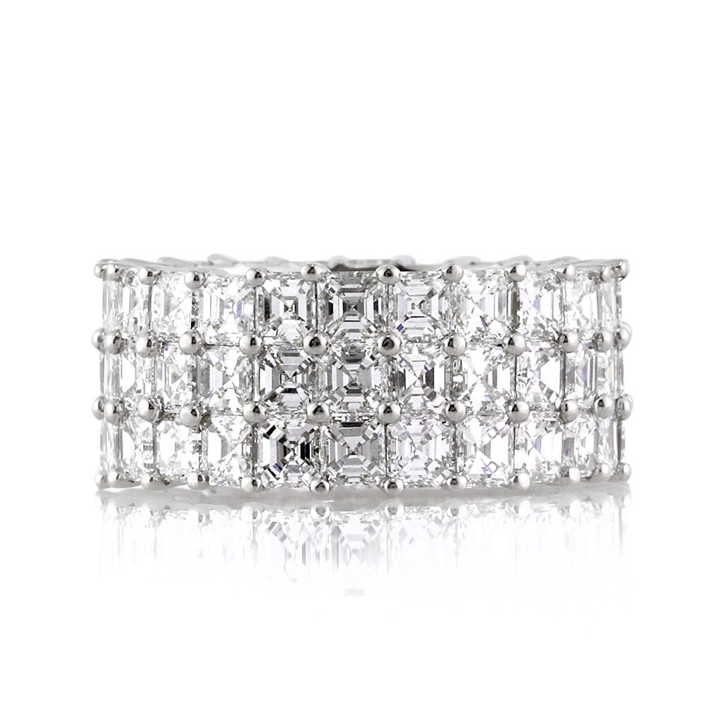 8.12ct Three-Row Asscher Cut Diamond Eternity Band