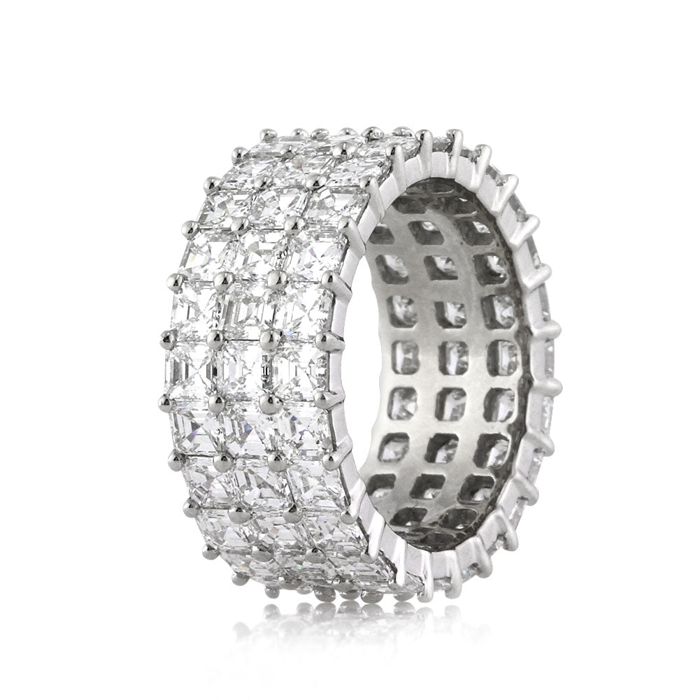 8.12ct Three-Row Asscher Cut Diamond Eternity Band