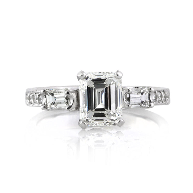 2.06ct Emerald Cut Diamond Engagement Ring and Wedding Band