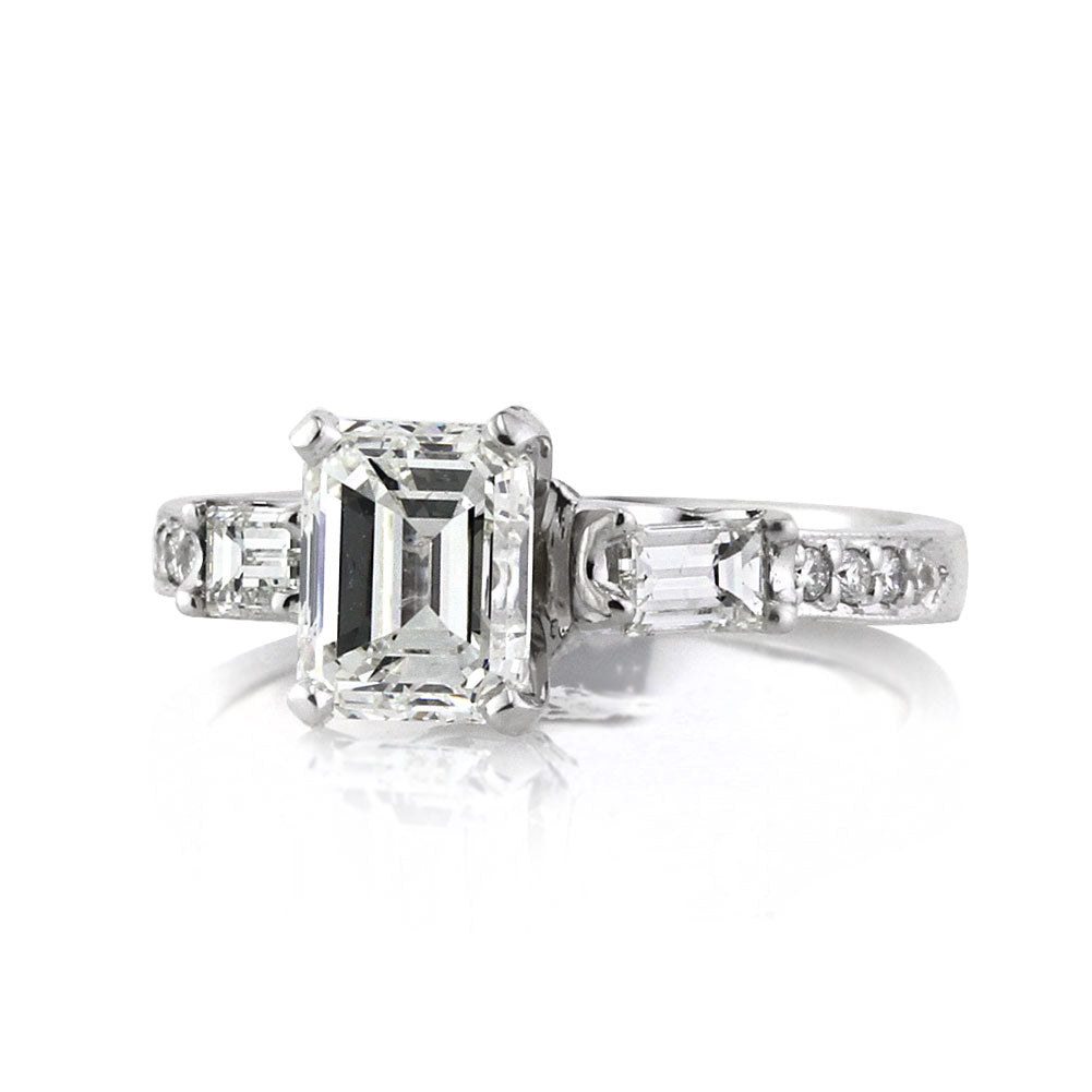 2.06ct Emerald Cut Diamond Engagement Ring and Wedding Band