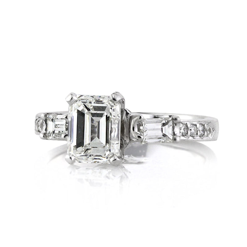 2.06ct Emerald Cut Diamond Engagement Ring and Wedding Band