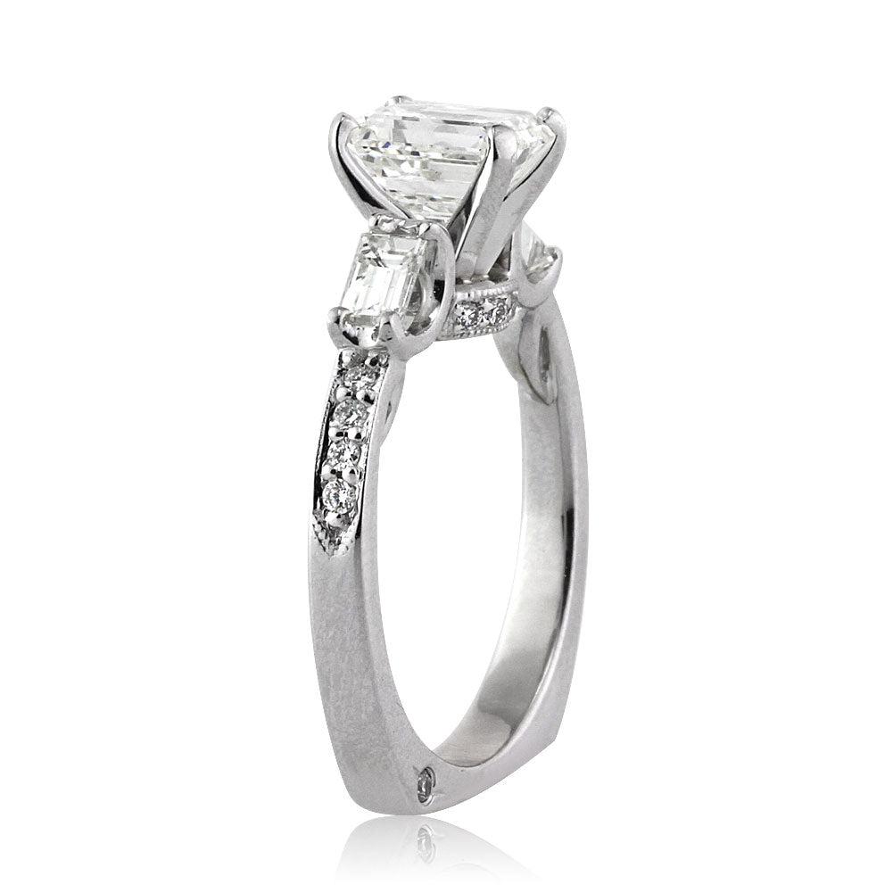 2.06ct Emerald Cut Diamond Engagement Ring and Wedding Band