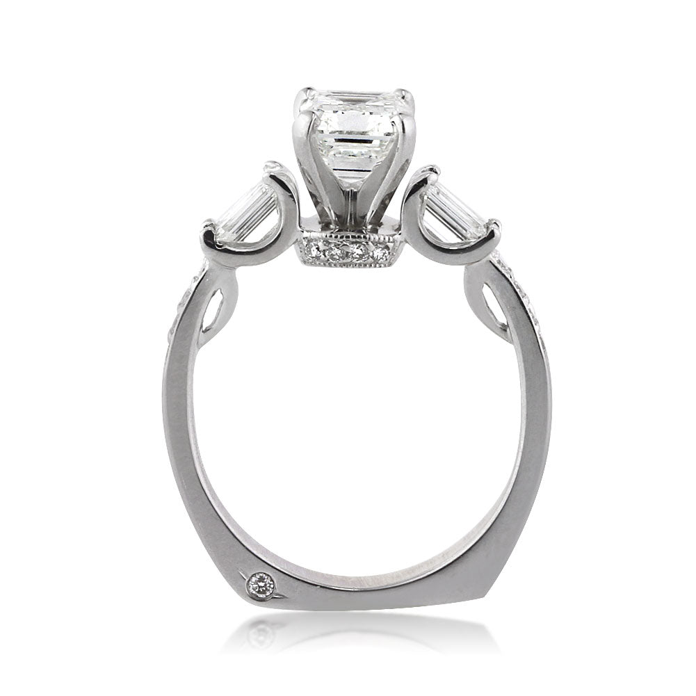 2.06ct Emerald Cut Diamond Engagement Ring and Wedding Band