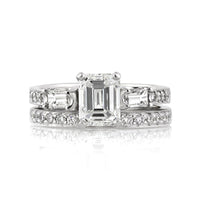2.06ct Emerald Cut Diamond Engagement Ring and Wedding Band