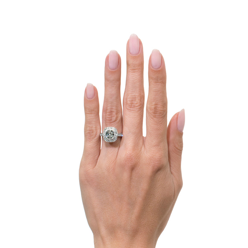 2.43ct Old Mine Cut Diamond Engagement Ring