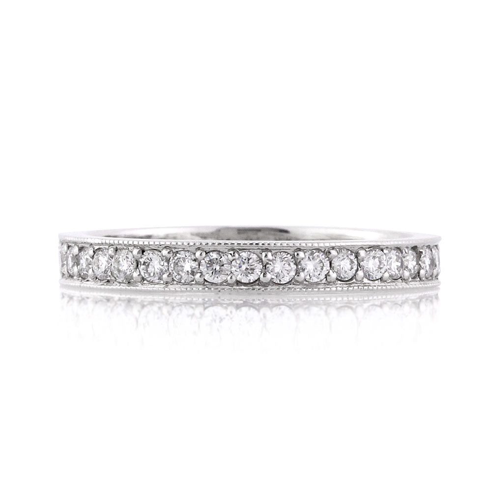 0.50ct Round Brilliant Cut Diamond Milgrain Wedding Band in Platinum