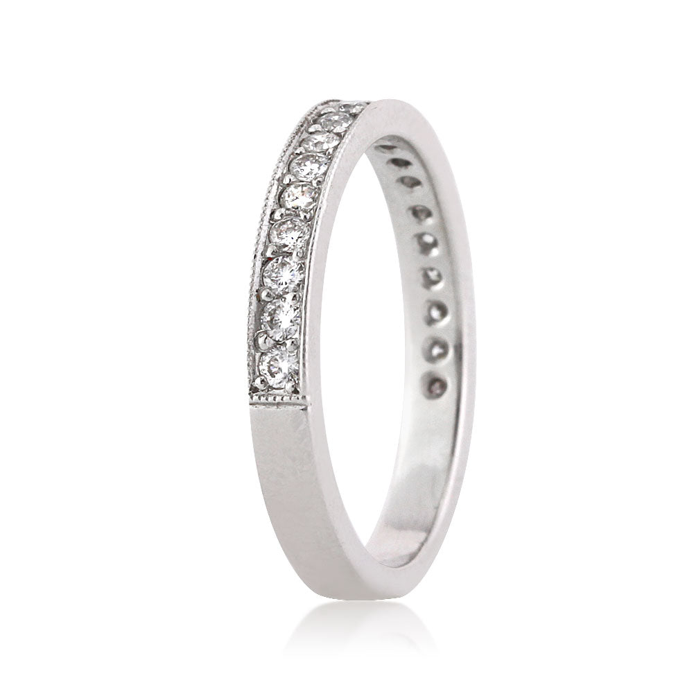 0.50ct Round Brilliant Cut Diamond Milgrain Wedding Band in Platinum