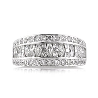 2.60ct Oval and Baguette Cut Diamond Right-Hand Ring in 18k White Gold