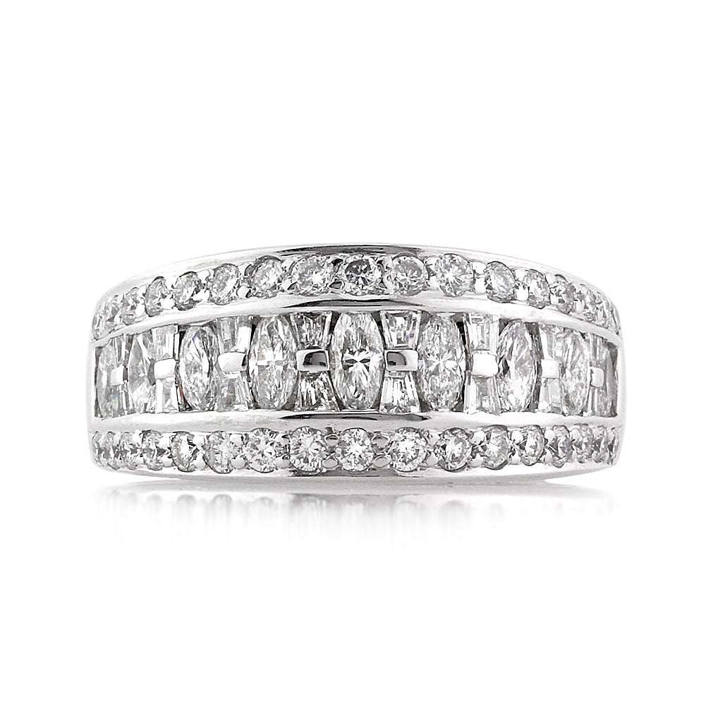 2.60ct Oval and Baguette Cut Diamond Right-Hand Ring in 18k White Gold
