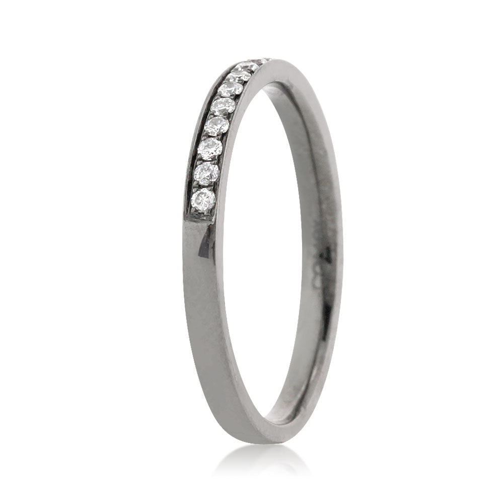 0.45ct Round Brilliant Cut Diamond Micropave Wedding Band in 18k Black Gold