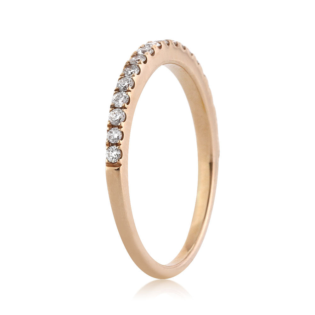 0.30ct Round Brilliant Cut Diamond Micropave Wedding Band in 14k Rose Gold