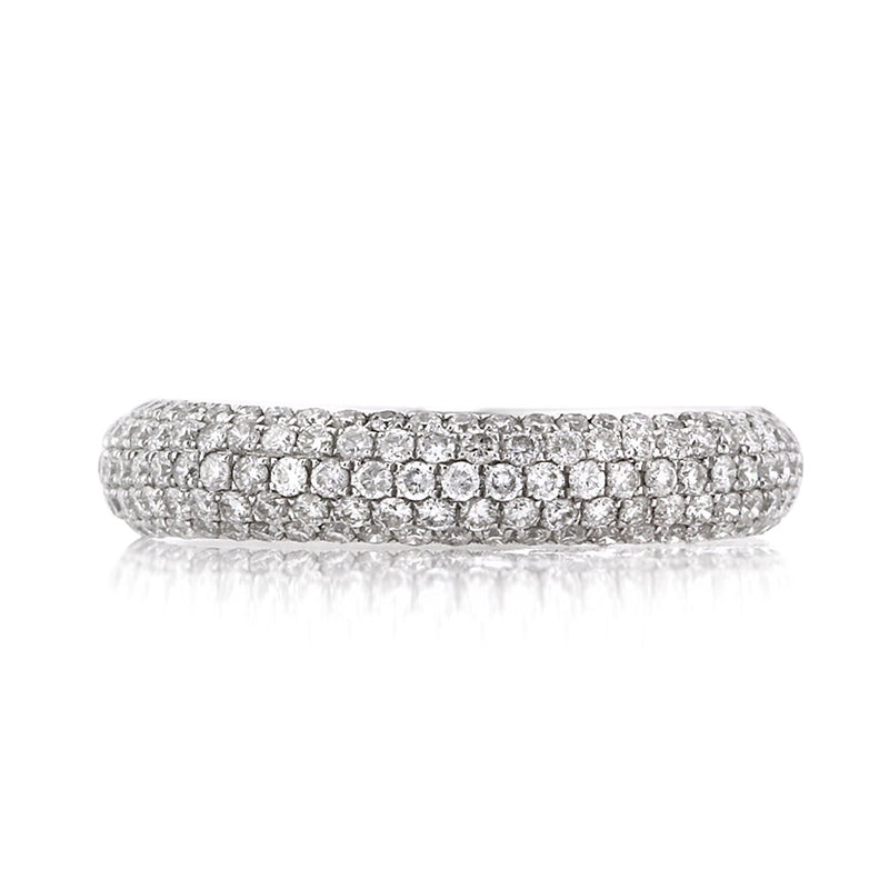 1.00ct Round Brilliant Cut Diamond Pavé Wedding Band in 18k White Gold