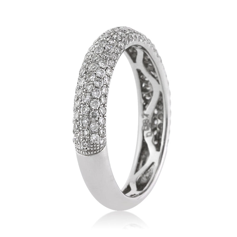 1.00ct Round Brilliant Cut Diamond Pavé Wedding Band in 18k White Gold