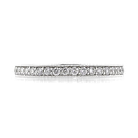 0.65ct Round Brilliant Cut Diamond Milgrain Wedding Band in 18k White Gold