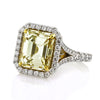 5.05ct Fancy Light Brown Green Yellow Emerald Cut Diamond Engagement Ring