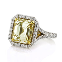5.05ct Fancy Light Brown Green Yellow Emerald Cut Diamond Engagement Ring
