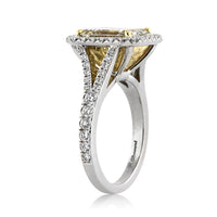 5.05ct Fancy Light Brown Green Yellow Emerald Cut Diamond Engagement Ring