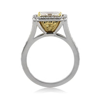 5.05ct Fancy Light Brown Green Yellow Emerald Cut Diamond Engagement Ring