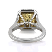 5.05ct Fancy Light Brown Green Yellow Emerald Cut Diamond Engagement Ring