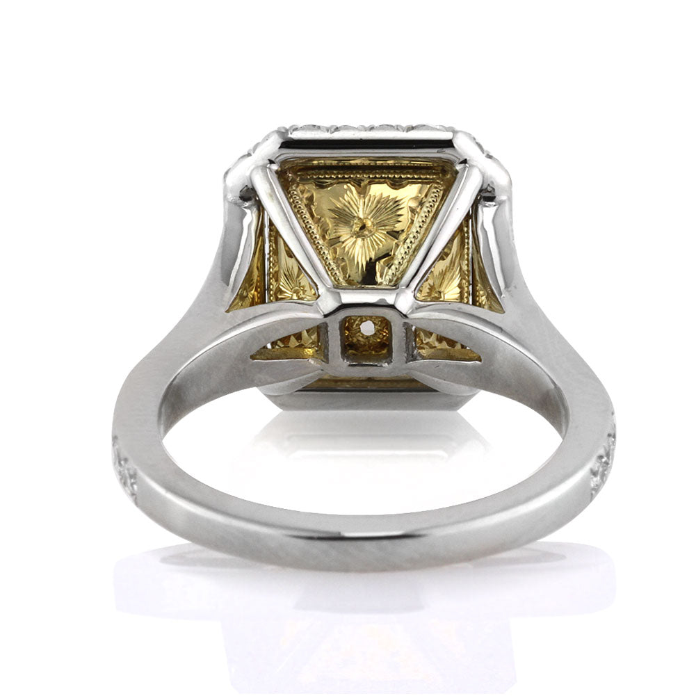 5.05ct Fancy Light Brown Green Yellow Emerald Cut Diamond Engagement Ring