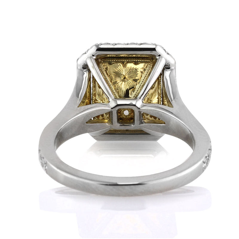 5.05ct Fancy Light Brown Green Yellow Emerald Cut Diamond Engagement Ring