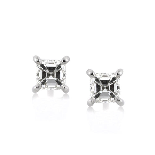 0.50ct Asscher Cut Diamond Stud Earrings