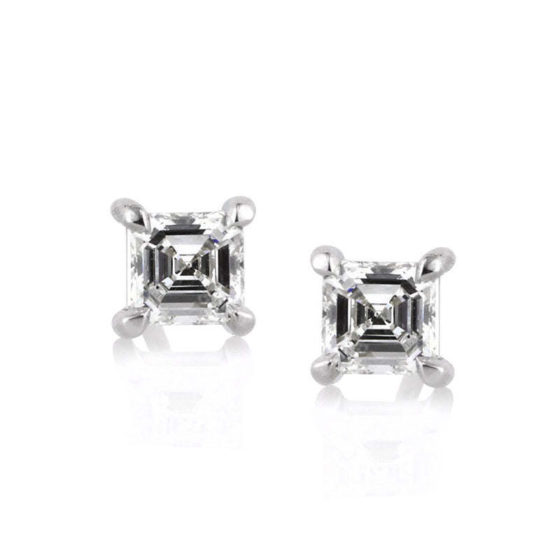 0.72ct Asscher Cut Diamond Stud Earrings