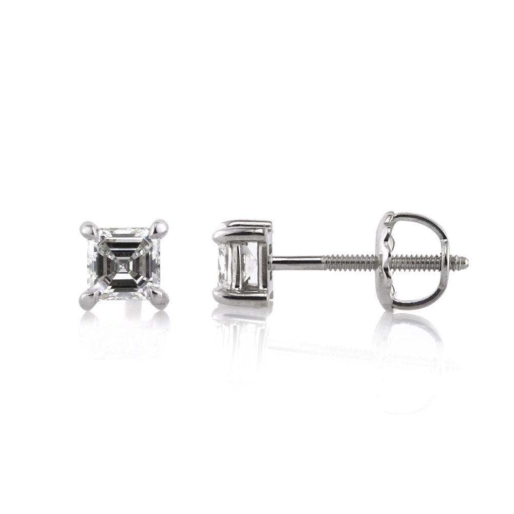 0.72ct Asscher Cut Diamond Stud Earrings