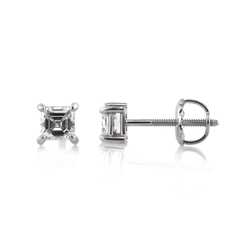 0.72ct Asscher Cut Diamond Stud Earrings