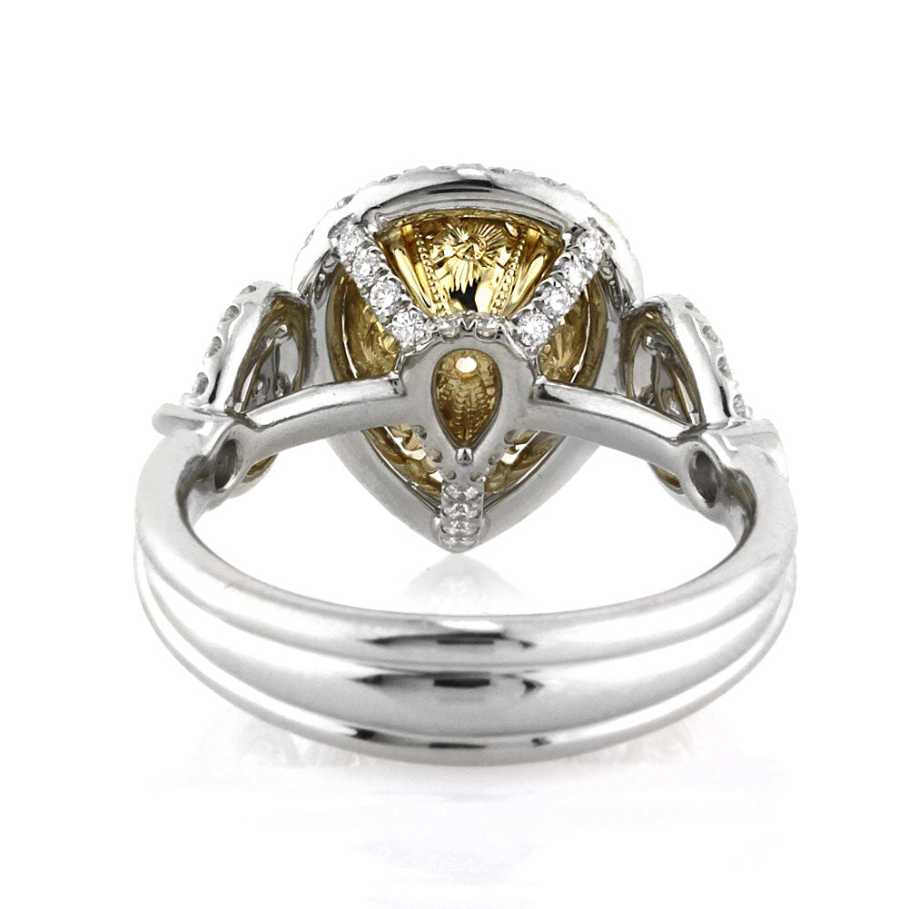 3.08ct Fancy Light Yellow Pear Shaped Diamond Engagement Ring