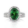 3.20ct Oval Cut Tsavorite and Diamond Engagement Ring