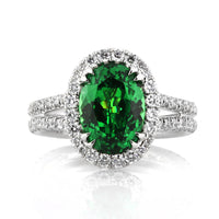 3.20ct Oval Cut Tsavorite and Diamond Engagement Ring