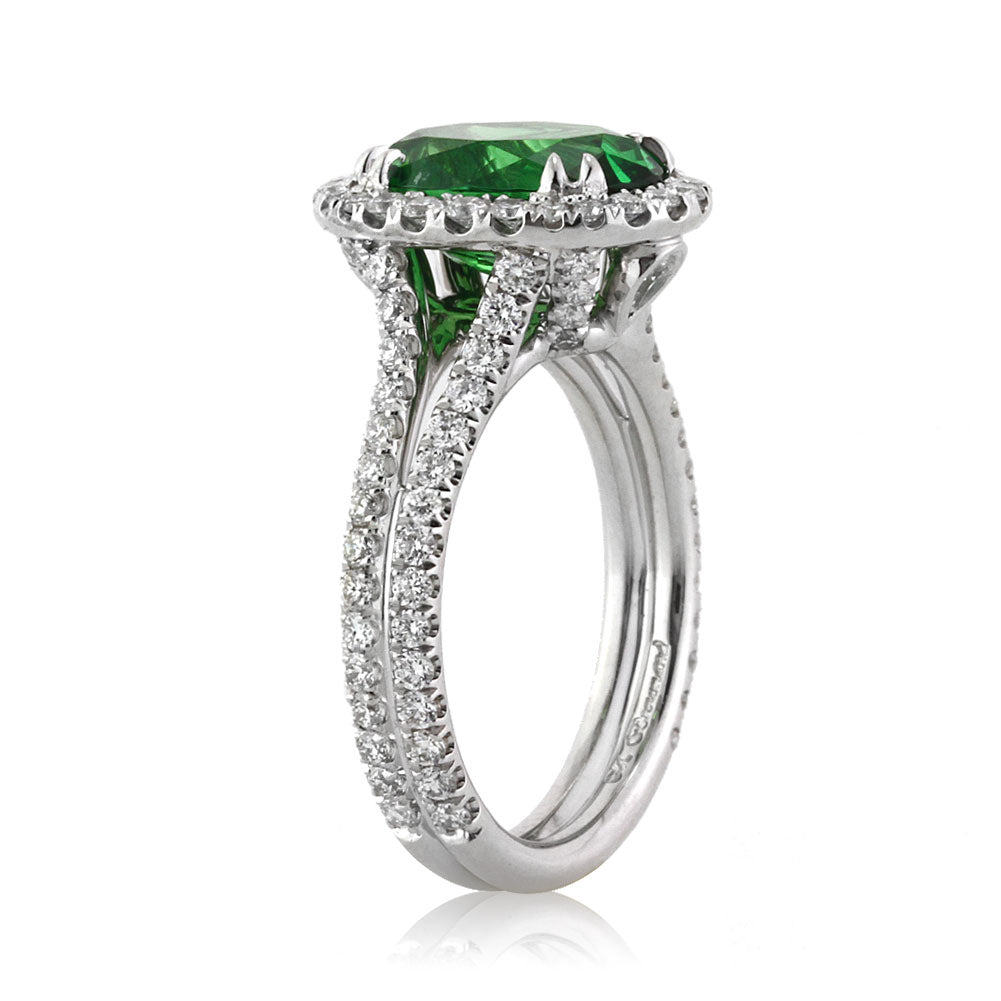 3.20ct Oval Cut Tsavorite and Diamond Engagement Ring