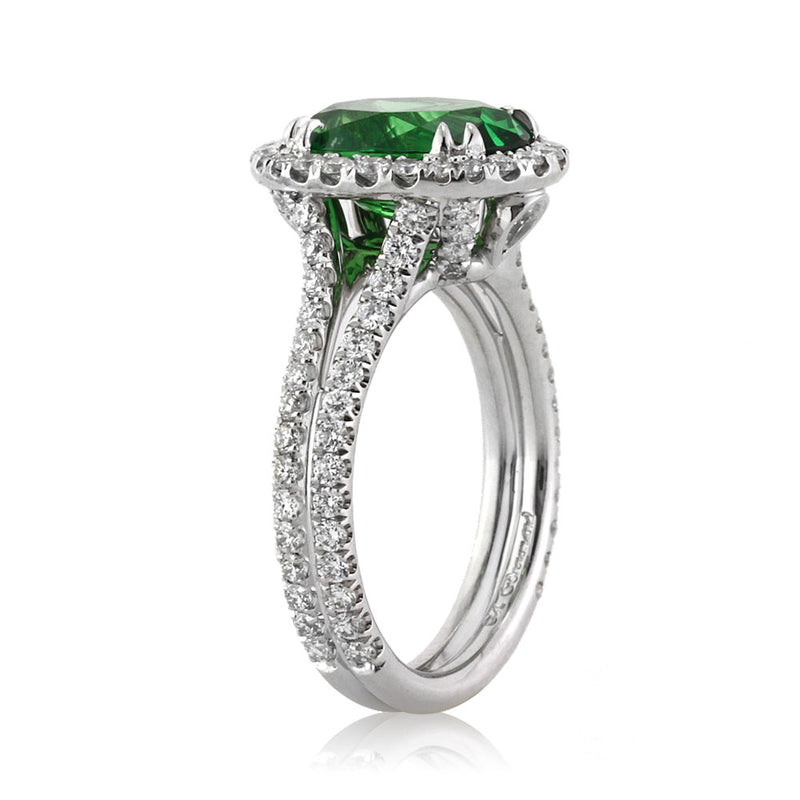 3.20ct Oval Cut Tsavorite and Diamond Engagement Ring