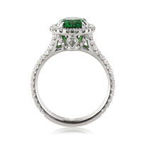 3.20ct Oval Cut Tsavorite and Diamond Engagement Ring