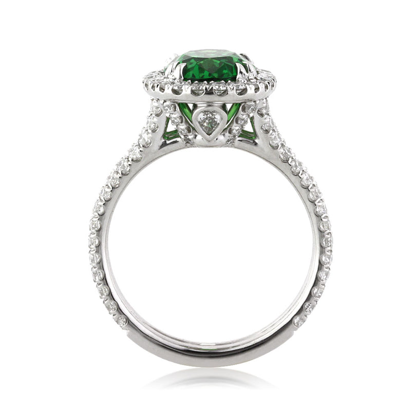 3.20ct Oval Cut Tsavorite and Diamond Engagement Ring