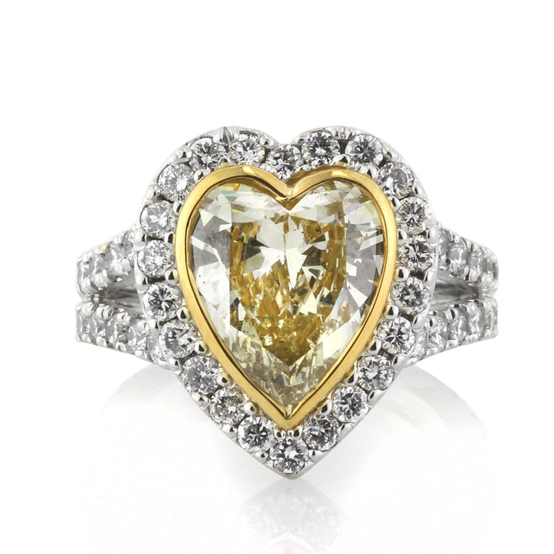4.50ct Fancy Yellow Heart Shaped Diamond Engagement Ring