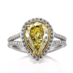 3.45ct Fancy Light Yellow Pear Shaped Diamond Engagement Ring