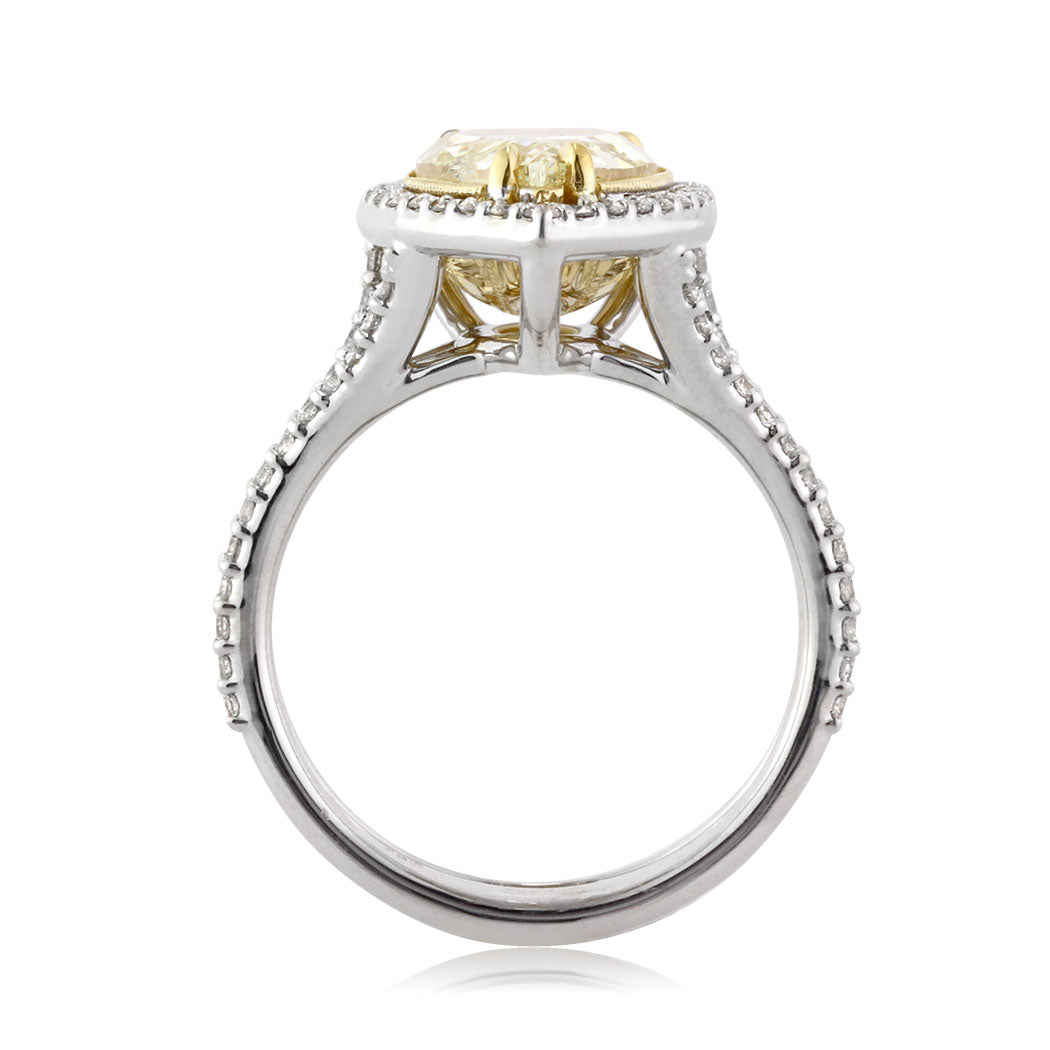 3.45ct Fancy Light Yellow Pear Shaped Diamond Engagement Ring