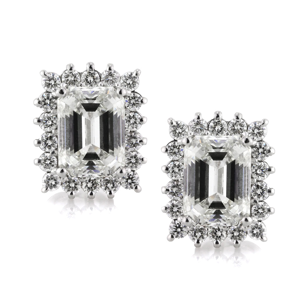 5.44ct Emerald Cut Diamond Stud Earrings