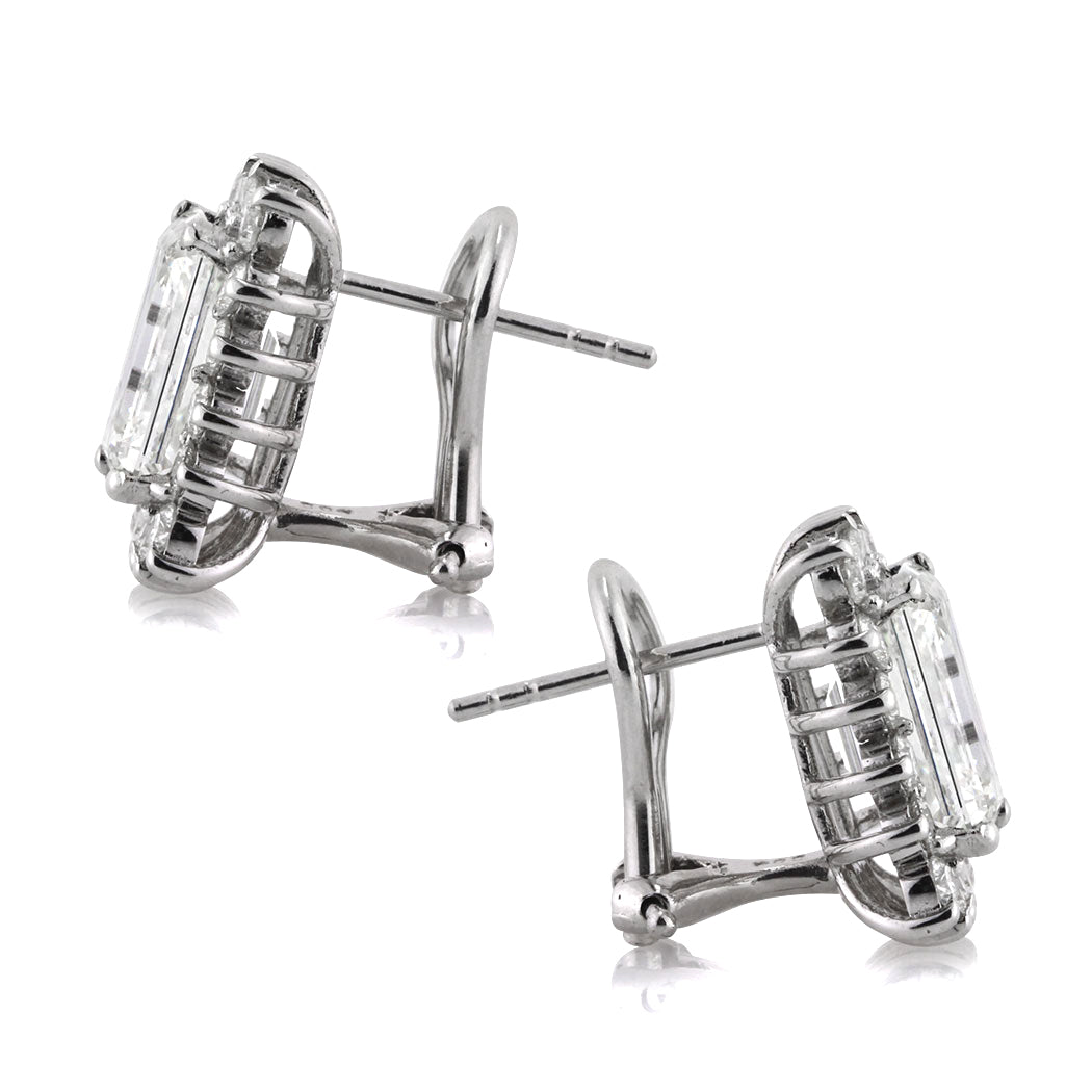 5.44ct Emerald Cut Diamond Stud Earrings