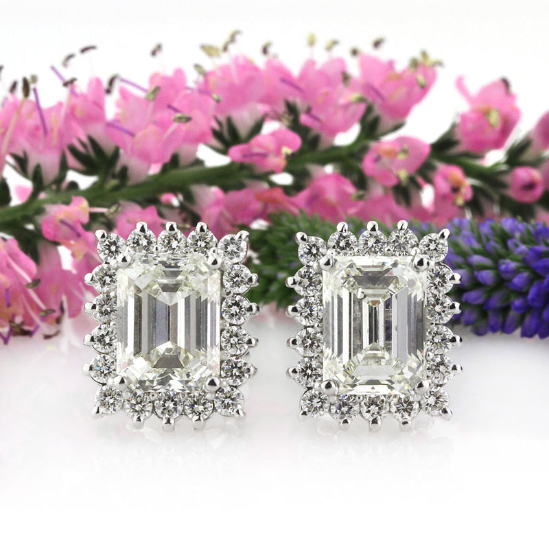 5.44ct Emerald Cut Diamond Stud Earrings