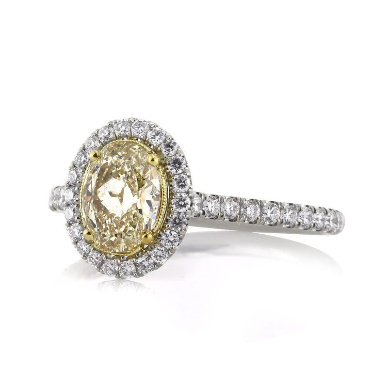 1.80ct Fancy Yellow Oval Cut Diamond Engagement Ring
