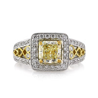 2.27ct Fancy Light Yellow Radiant Cut Diamond Engagement Ring
