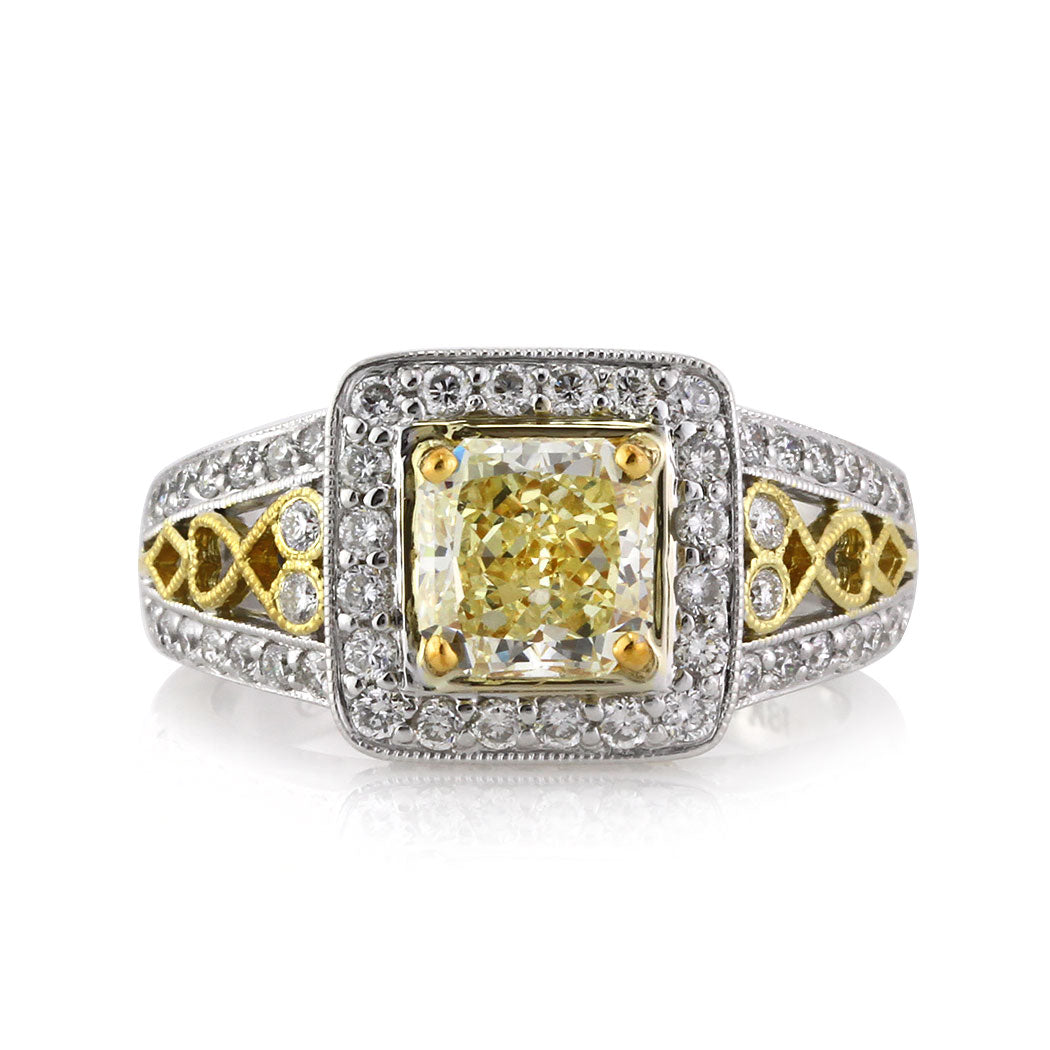 2.27ct Fancy Light Yellow Radiant Cut Diamond Engagement Ring